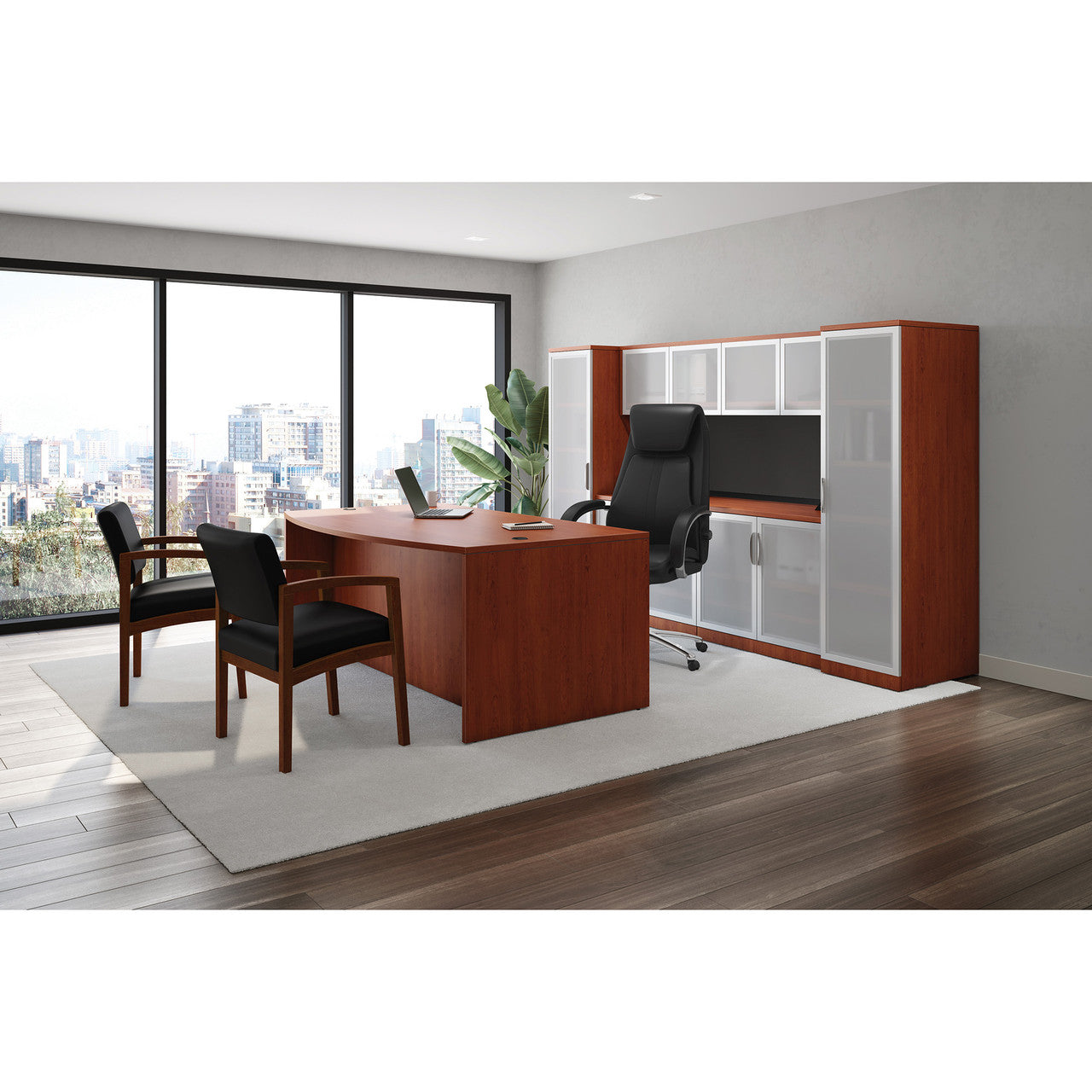 Office Source Laminate Collection Executive Desk and Credenza Suite