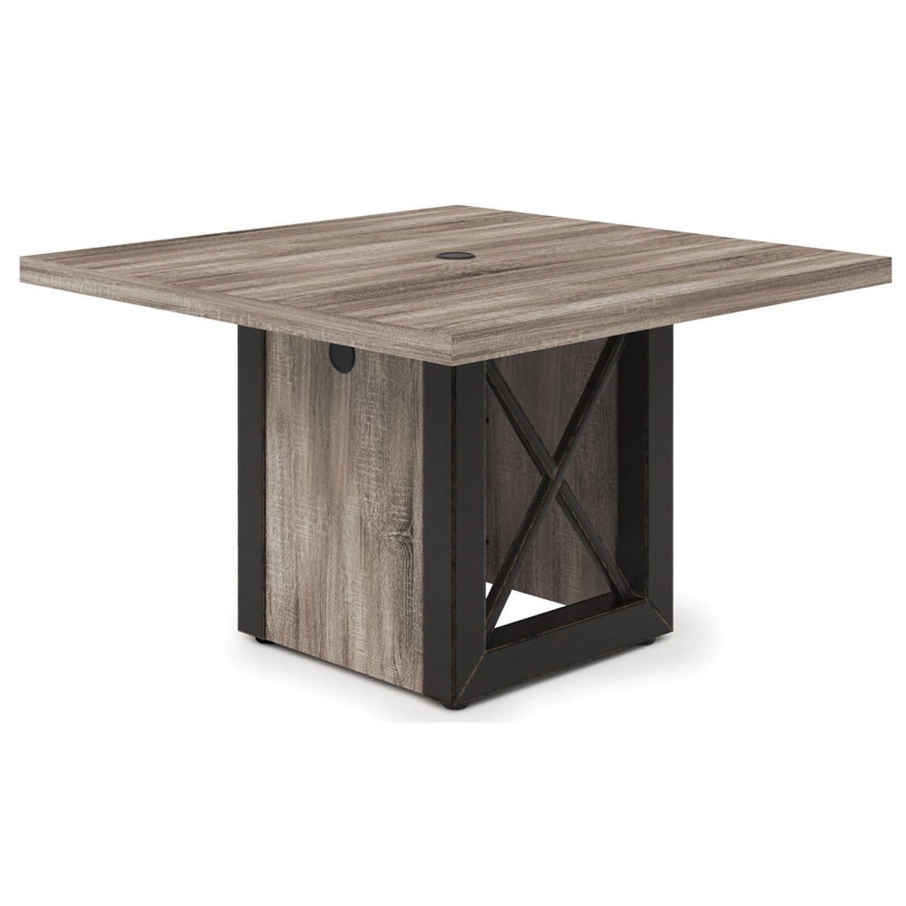 Office Source Riveted Collection Square Table – Distressed Brown